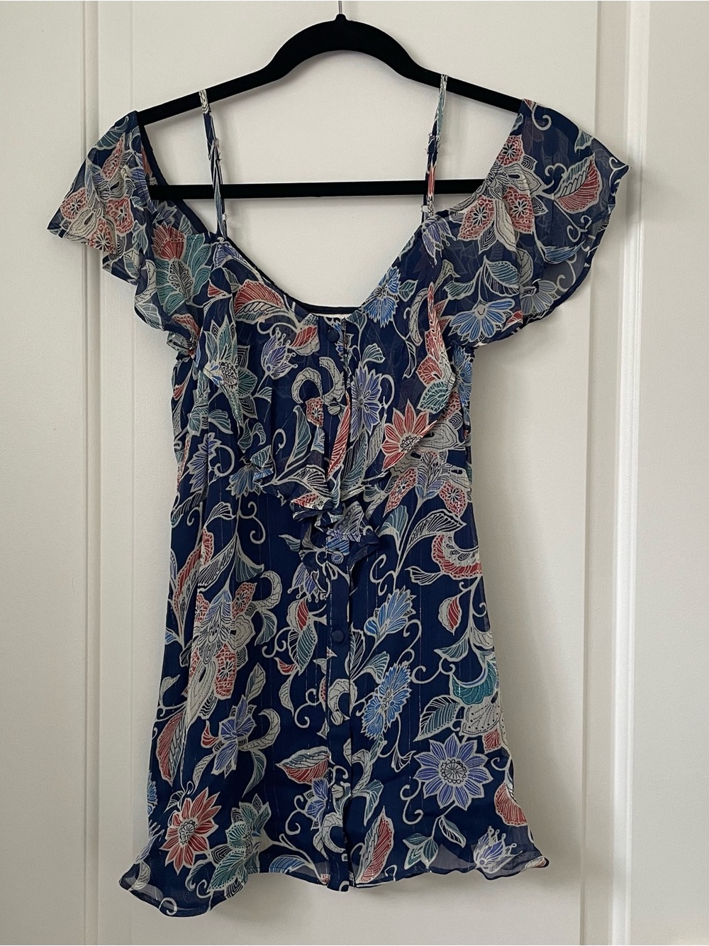 NWT Maeve by Anthropologie Blue Floral Boho Blouse Top Size 2